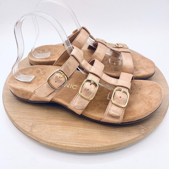 Vionic MIsa Sandals Womens 10 Blush Leather Arch Support Strappy Slides - Picture 1 of 11
